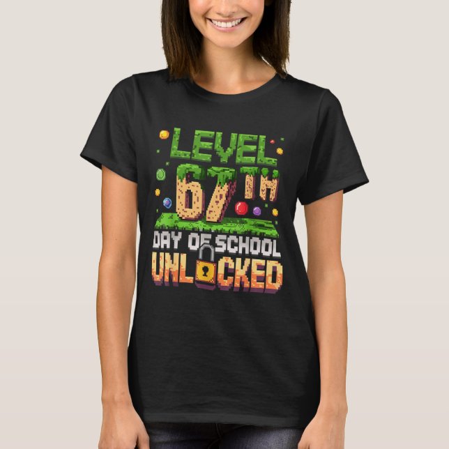 T-shirt 67th Day Of School Gamer Level Unlocked 100 Days O (Devant)