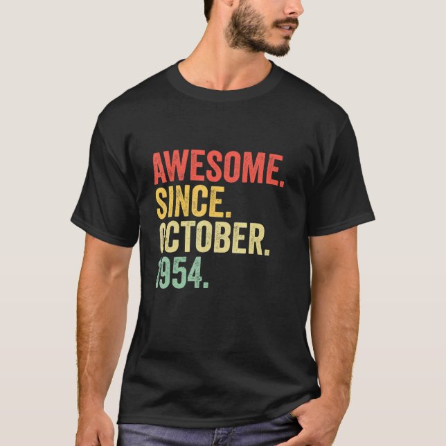 T-shirt 68 Years Old Awesome Since October 1954 (Devant)