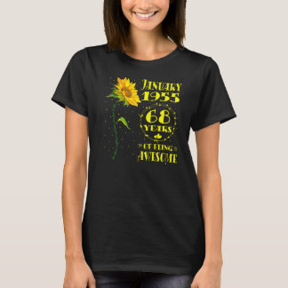 T-shirt 68e anniversaire 68 ans Vieux tournesol Né janvier