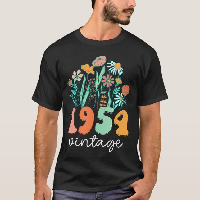 T-shirt 69 Ans 1954 69E Fleur sauvage D'Anniversaire (Devant)