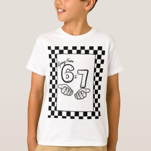 T-shirt 6 7 Mème Anniversaire damier Noir Blanc