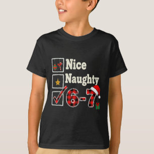 T-shirt 6-7 Mème Nice Naughty 67 Noël Brain Rot Drôle