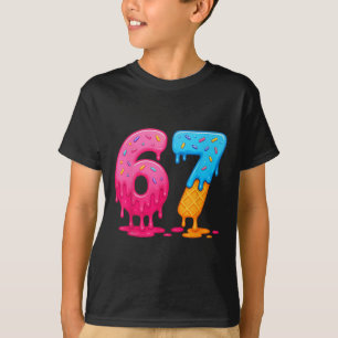 T-shirt 6 7 Mème Six Sept Crème Glacée qui Dégouline 