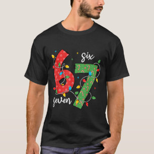 T-shirt 6 7 Six Seven Mème Lumières de Noël Canne de Bonbo