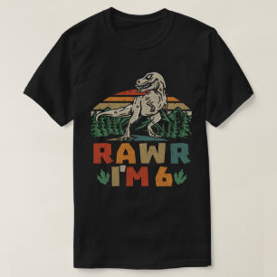 T-shirt 6 Anniversaire Dinosaur T Rex Rawr I'm 6 For Boys