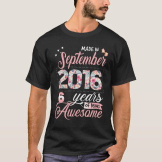 T-shirt 6 Anniversaire Floral Pour Les Femmes Nées En Sept
