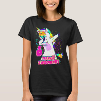 T-shirt 6 Anniversaire tenue Dabbing Unicorne 6 Année Awes