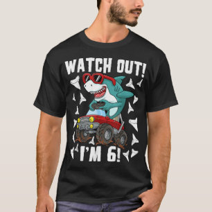 T-shirt 6 Ans 6Anniversaire Shark Boy Girl Monster Tr