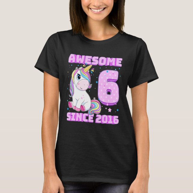 T-shirt 6 Ans 6e Anniversaire Awesome Depuis 2016 Unicor (Devant)