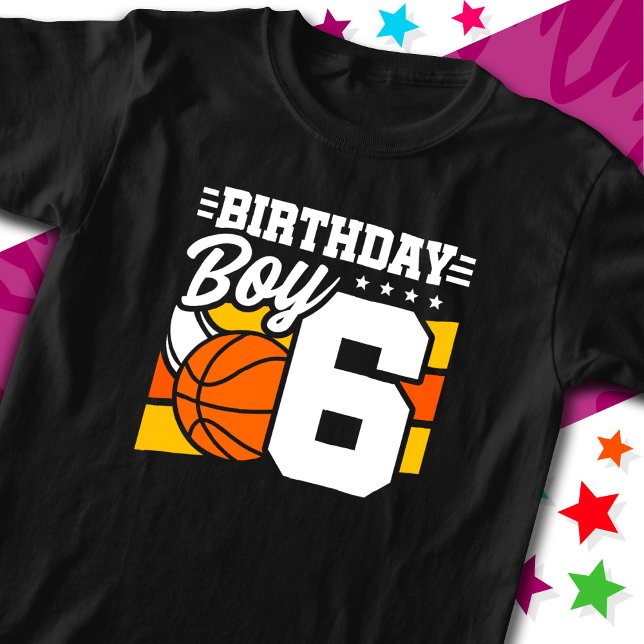 T-shirt 6 ans Basketball Party Thème 6e anniversaire garço (Créateur téléchargé)