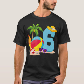 T-shirt 6 Ans Beach Ball Pool Party Anniversaire Été V