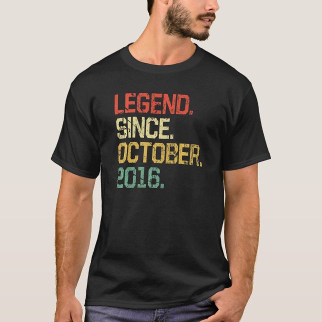 T-shirt 6 Ans Garçons Filles Légende Depuis Octobre 2016 (Devant)
