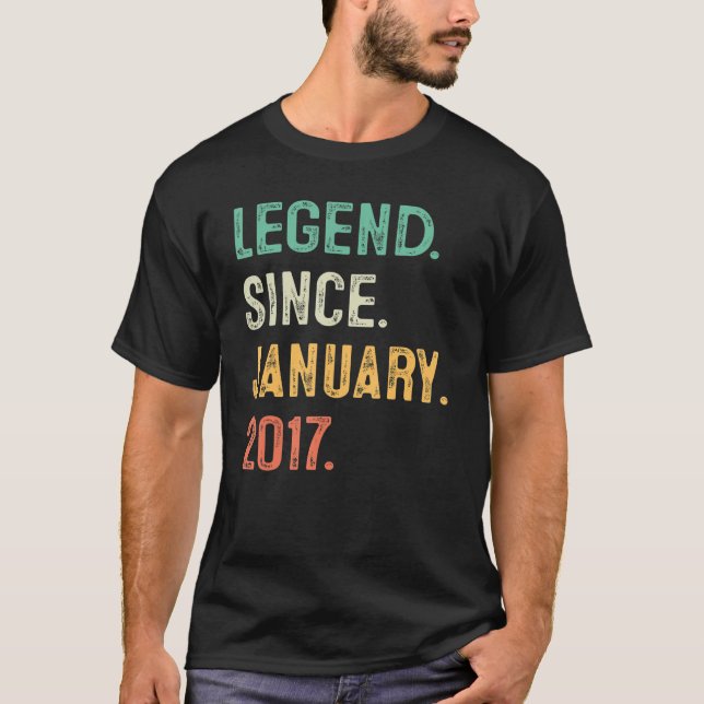 T-shirt 6 Ans Légende depuis Janvier 2017 6e Anniversaire (Devant)