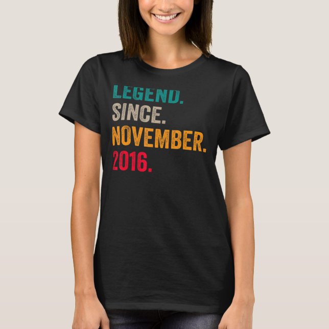 T-shirt 6 Ans Légende depuis Novembre 2016 6e anniversaire (Devant)