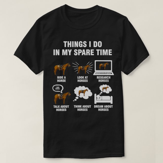 T-shirt 6 Choses Que Je Fais Dans Mon Temps Libre Équitati (Design devant)