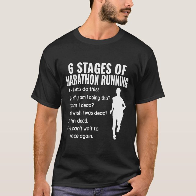 T-shirt 6 Étapes Du Marathon Couchant Des Coureurs Drôle - (Devant)