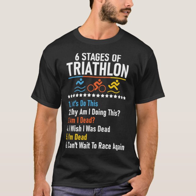 T-shirt 6 Étapes Du Triathlon Athlète Coureur Bi (Devant)