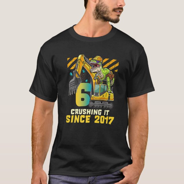 T-shirt 6 L'Écraser Depuis 2017 Excavateur 6 Ans 6E (Devant)