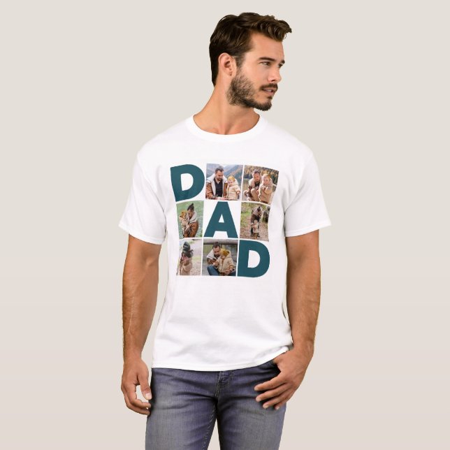 T-shirt 6 Photo Collage Happy Fête des pères Papa (Devant entier)
