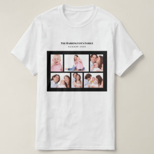T-shirt 6 sections Photo personnalisée Simple cadre noir é