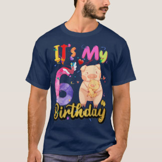 T-shirt 6 Years Old Pig Birthday 