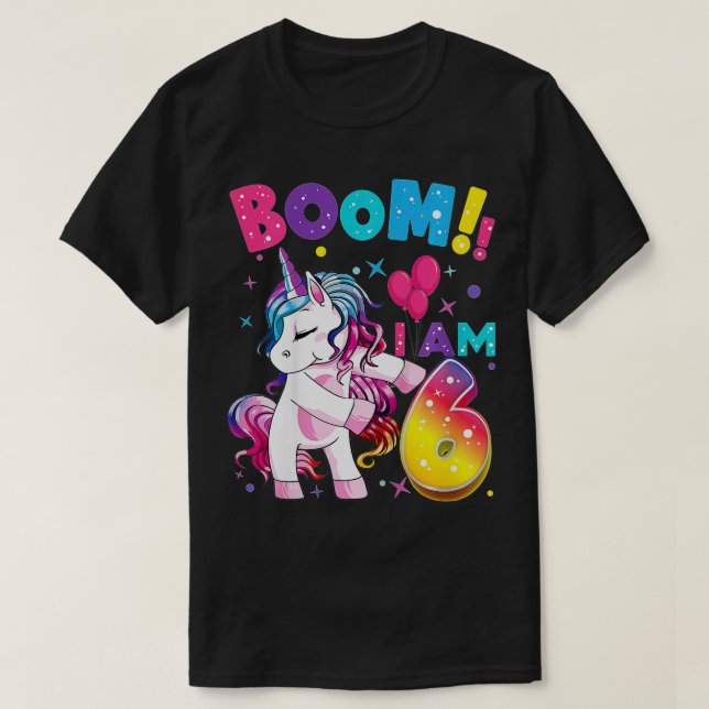 T-shirt 6 Years Old Unicorn Flossing (Design devant)