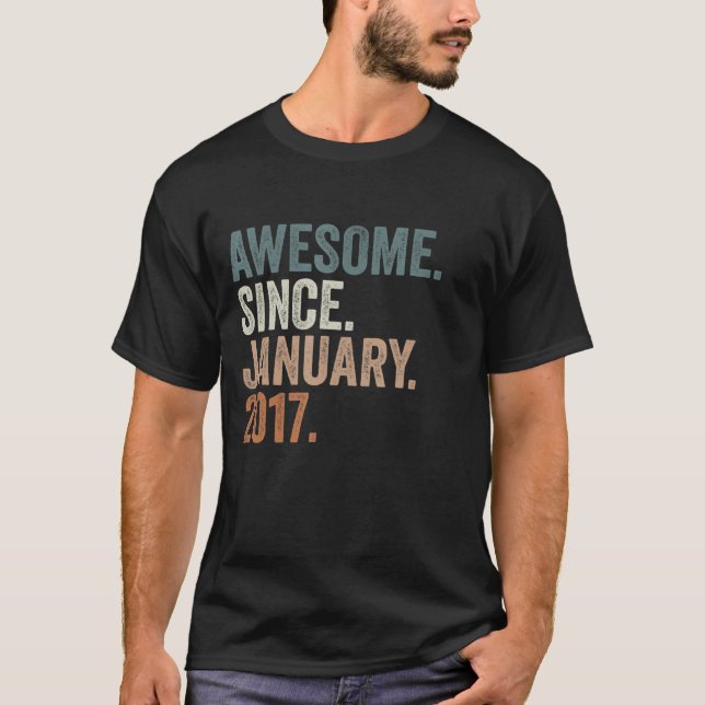 T-shirt 6e anniversaire 6 ans Awesome depuis le 20 janvier (Devant)