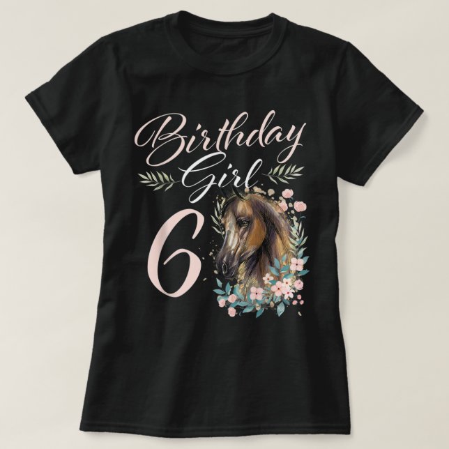 T-shirt 6e anniversaire fille Cheval Lover 6 ans Anniversa (Design devant)