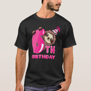 T-shirt 6e anniversaire Sloth Thème Anniversaire Fête de f