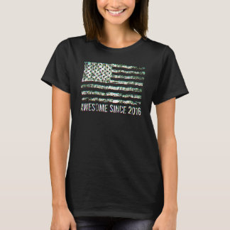 T-shirt 6e Birthday Vintage Usa Flag Awesome Since 2016