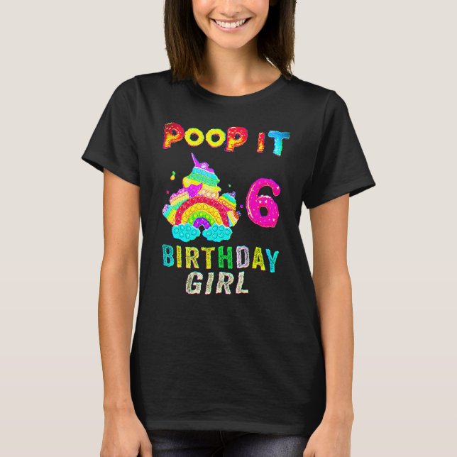 T-shirt 6e Fidget Pop It Anniversaire Fille Party Six 6 An (Devant)