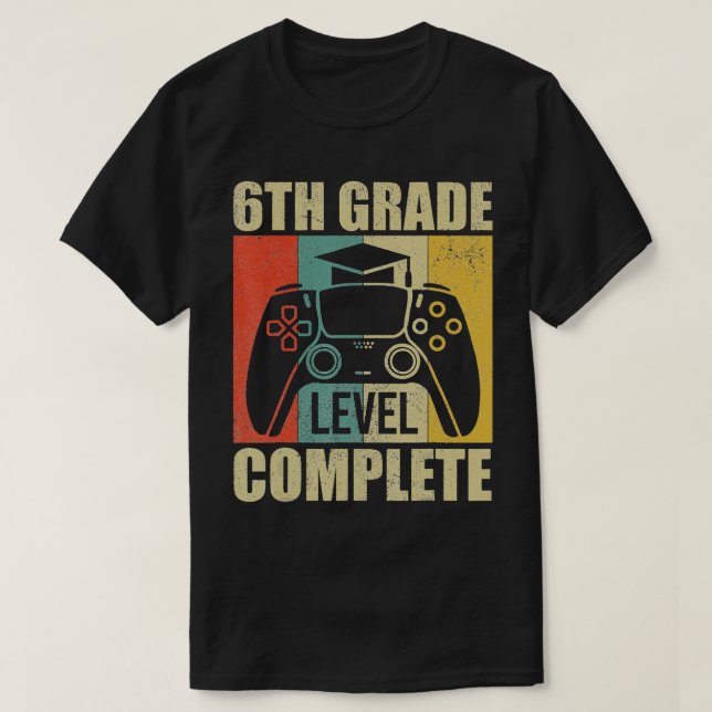 T-shirt 6E Niveau Terminé Gamer Graduation (Design devant)