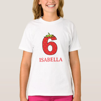T-shirt 6th Birthday strawberry theme Party