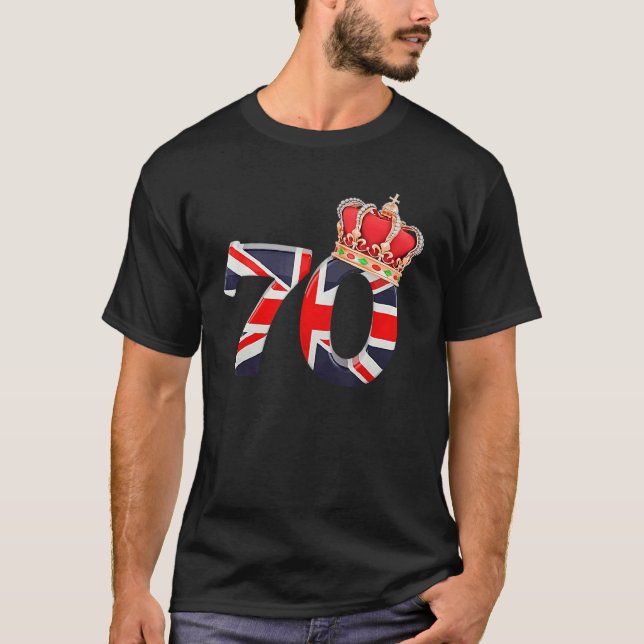 T-shirt 70 ans Couronne britannique Drapeau La Reine Jub P (Devant)