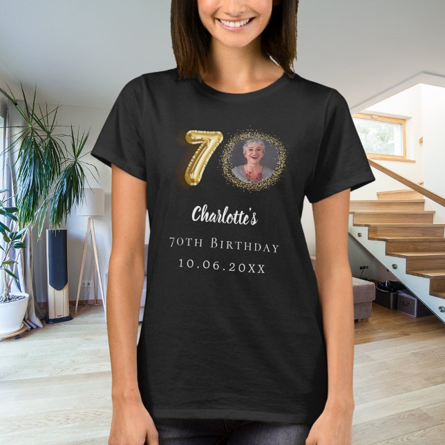 T-shirt 70e anniversaire en or noir photo (Créateur téléchargé)