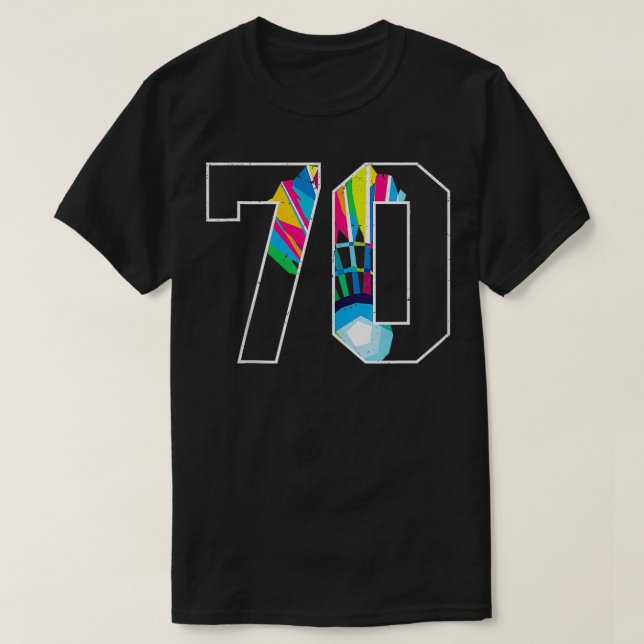 T-shirt 70e anniversaire Hommes Badminton Joueur Badminton (Design devant)