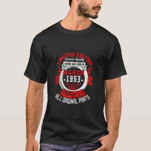 T-shirt 70E Anniversaire Légendes Cadeaux Né En Mars 1953 