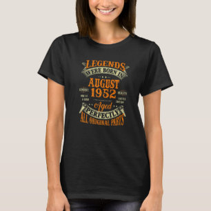 T-shirt 70e Anniversaire Légendes Né En Août 1952 70 Année
