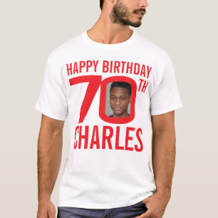 T-shirt 70e anniversaire nom personnalisé et rouge modèl