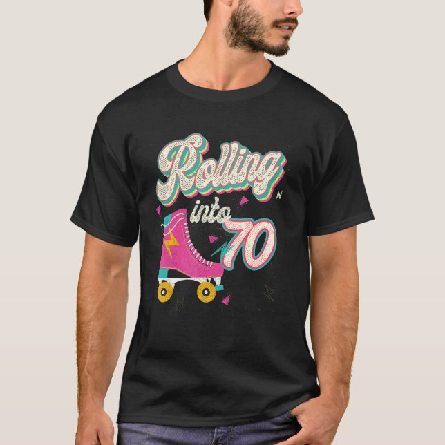 T-shirt 70e anniversaire Roller Skates rouler en 70 ans (Devant)