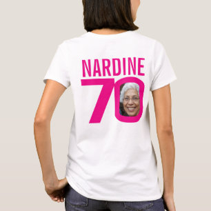 T-shirt 70e anniversaire rose nom personnalisé et modèle