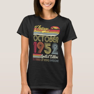 T-shirt 70e anniversaire Vintage octobre 1952 70e annivers