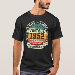 T-shirt 70e anniversaire Vintage Retro Légendaire 1952 70 