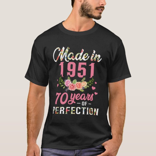 T-shirt 70E Cadeau Anniversaire Fait En 1951 70 Ans De Per (Devant)