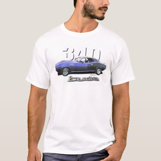 T-shirt '71 Plymouth Cuda 340" prune folle " (Devant)