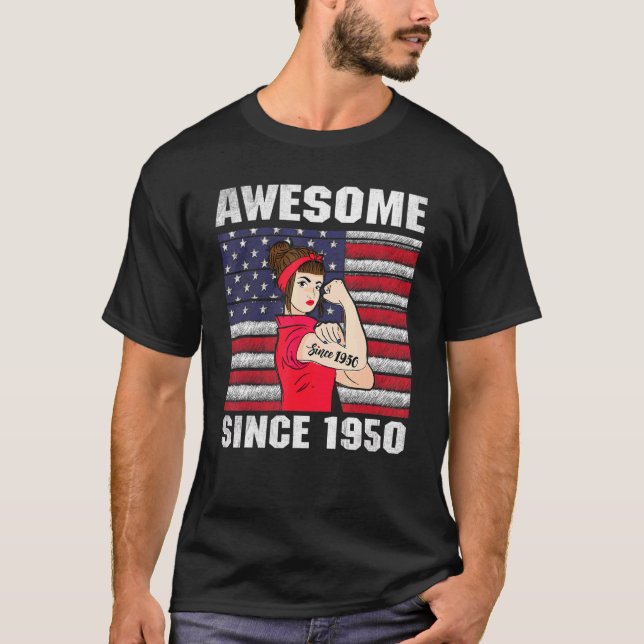 T-shirt 72 ans Awesome depuis 1950 72e anniversaire Femmes (Devant)