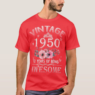 T-shirt 72 Ans Fabriqué En Vintage 1950 72e Anniversaire G
