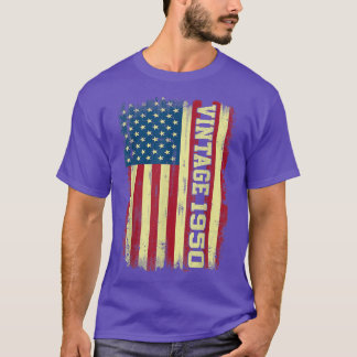 T-shirt 72 Year Old Gifts Vintage 1950 American Flag 72nd