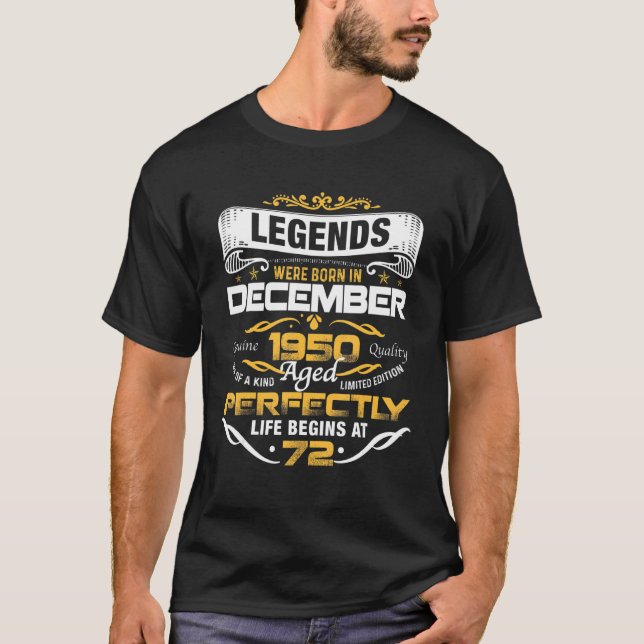T-shirt 72 Years Old  Legends Born In December 1950 72nd B (Devant)