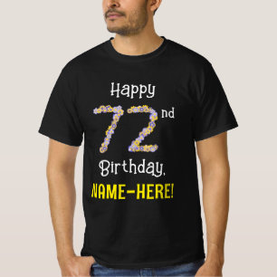 T-shirt 72e anniversaire : Fleurs florales Numéro "72" + N